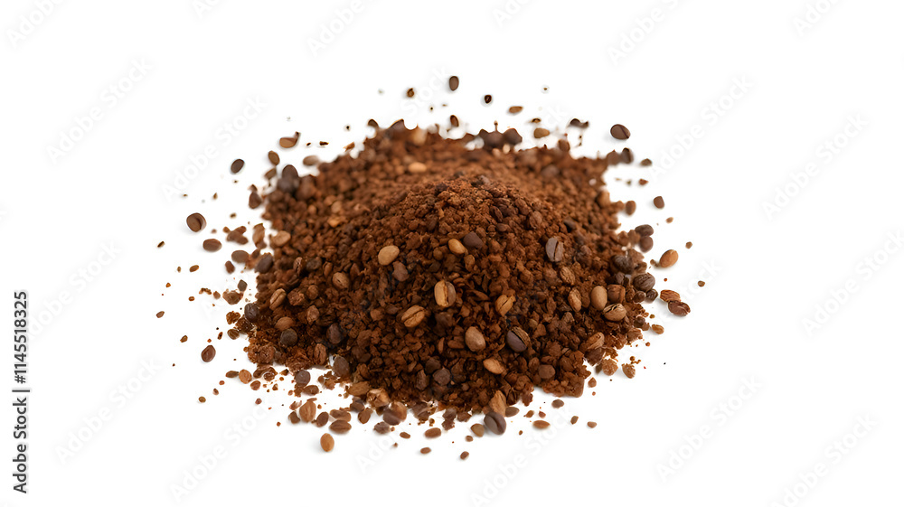 Instant coffee granules isolated on white background and texture Instant coffee granules isolated on white background and texture
