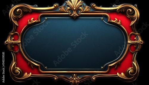Ornate Gold Frame Enclosing Dark Blue Panel