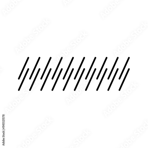 Slash lines pattern. Border with tilted parallel stripes. Embroidery ornament with slanted stitches on white background