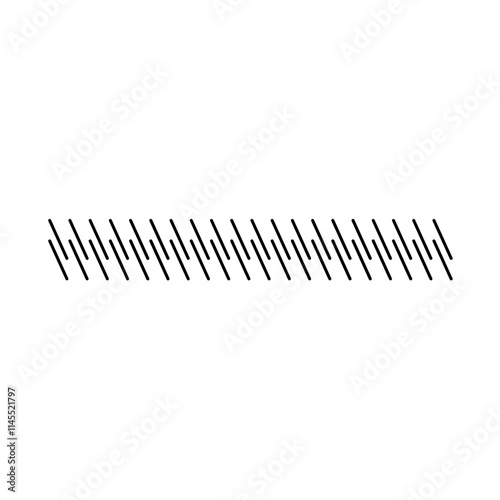 Slash lines pattern. Border with tilted parallel stripes. Embroidery ornament with slanted stitches on white background