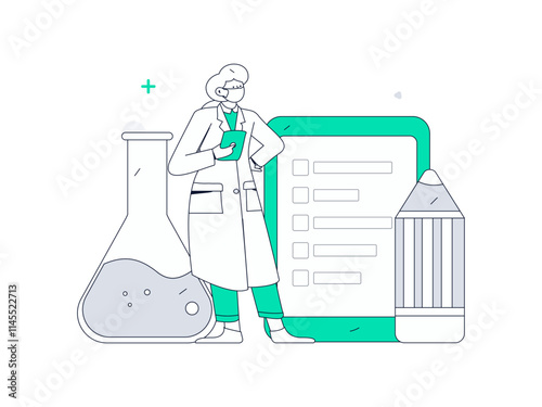 Doctor examines patient flat vector concept operation hand drawn illustration
