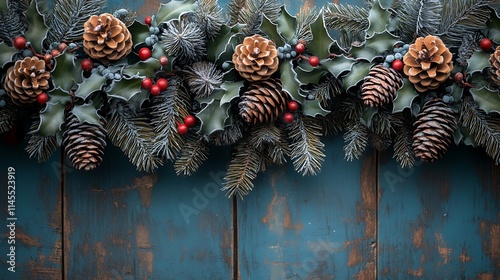 Blue green holiday styled with rustic cozy accents design high resolution hd background photo