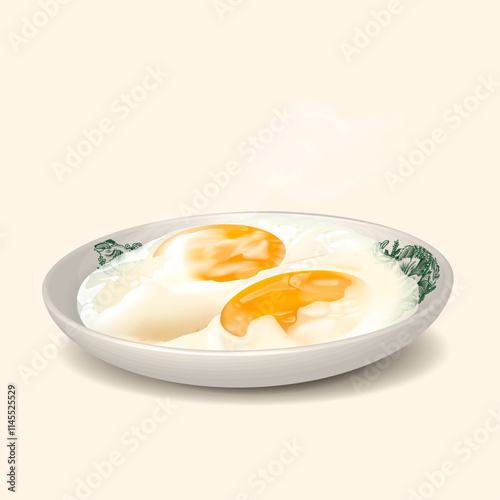 Nanyang Kopitiam Half Boiled Egg Illustration.
