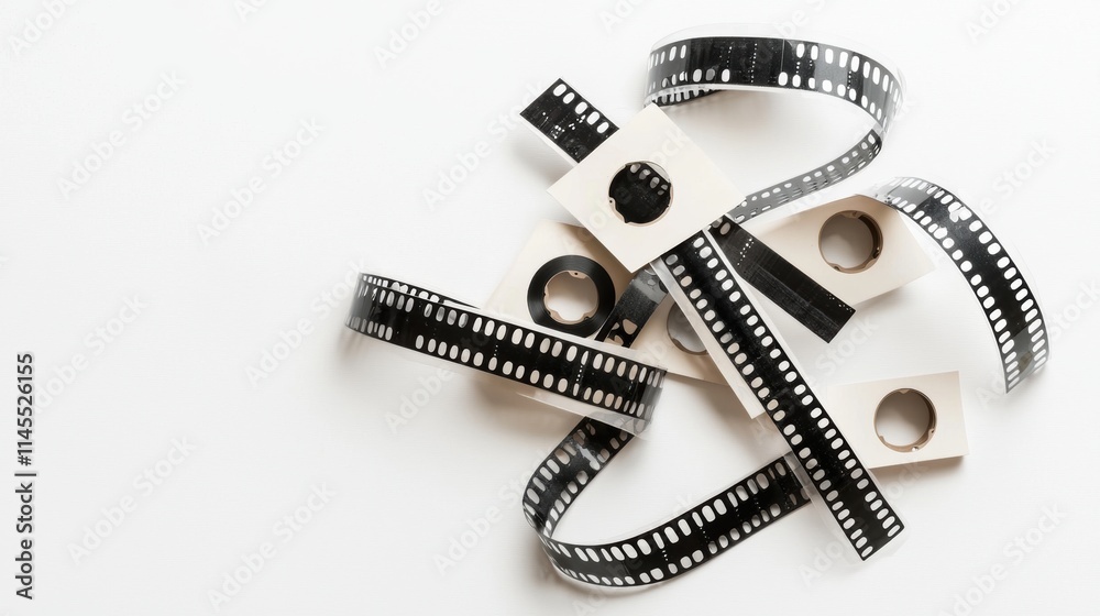 Cinema film strips in black and white artistic close-up Cinema film strips in black and white artistic close-up