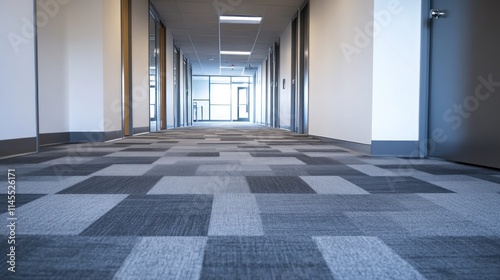Modern Office Corridor: Geometric Carpet Design