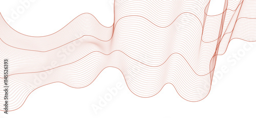 Smooth flowing dynamic gold wave lines isolated on white background. Technology, digital, communication, science, music concept vector background illustration