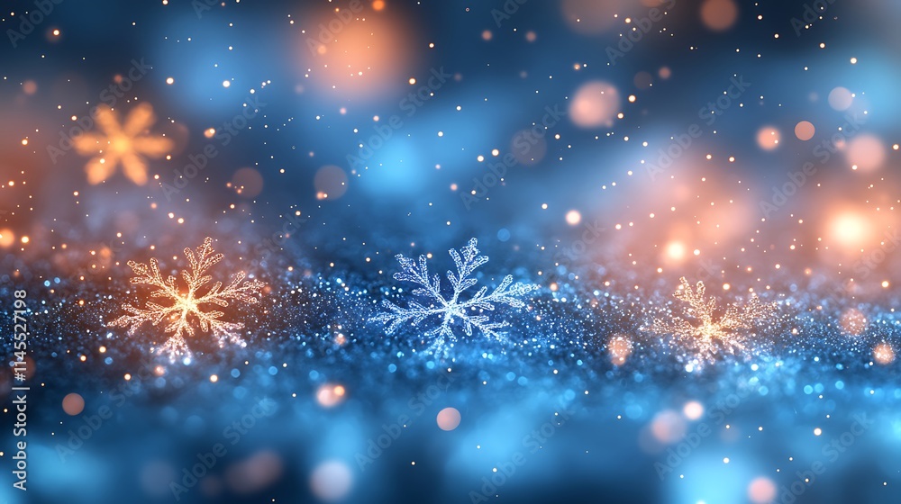 Obraz premium Blue sparkle winter snowy lights magic high resolution hd background