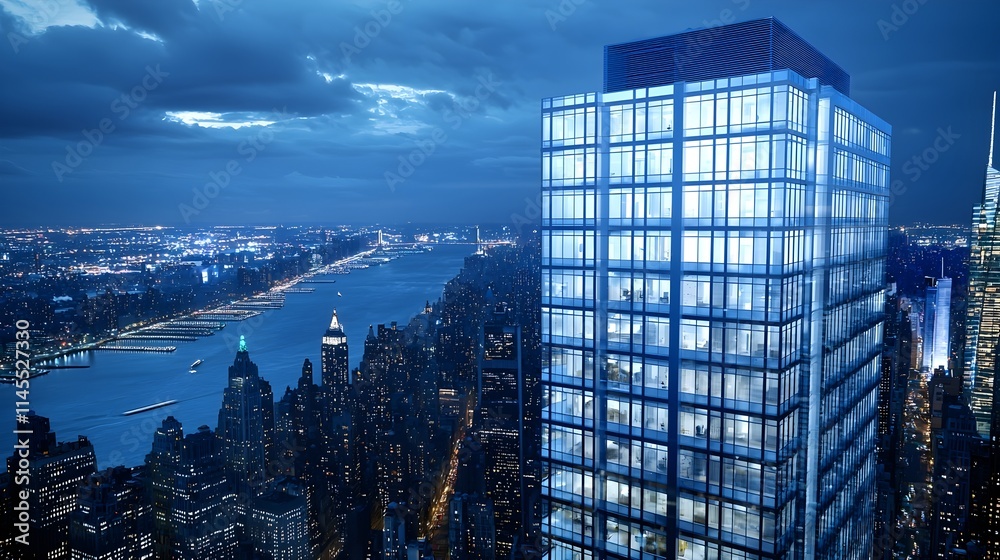 Night Cityscape: Modern Skyscraper View - Urban Landscapes Night Cityscape: Modern Skyscraper View - Urban Landscapes