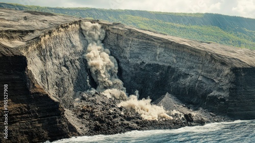 Cliff erosion creates a landslide resembling a volcanic eruption photo