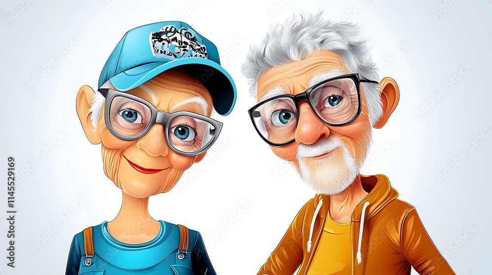 Stylish Senior woman in Hat and Sunglasses