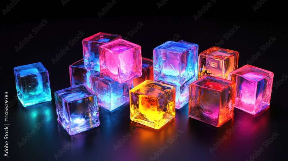 Luminous Ice Cubes: A Symphony of Color and Light Luminous Ice Cubes: A Symphony of Color and Light