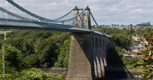 wide shot of the northern end of the Menai Suspension Bridge photo