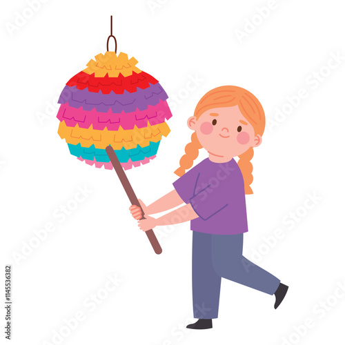 girl hitting the pinata party