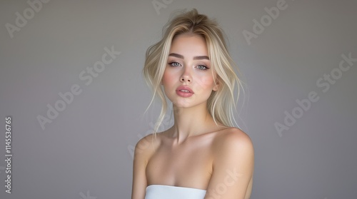 Sexy woman with glowing skin and natural makeup. Perfect beauty girl face. Natural beauty. Beautiful young woman with clean fresh skin. Face care, Facial treatment, cosmetology, beauty and spa.