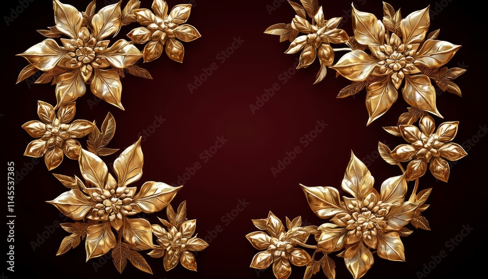 Golden Floral Frame Elegant Design Background Golden Floral Frame Elegant Design Background