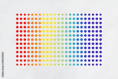 Simple design with rainbow dots, colorful pattern on white background