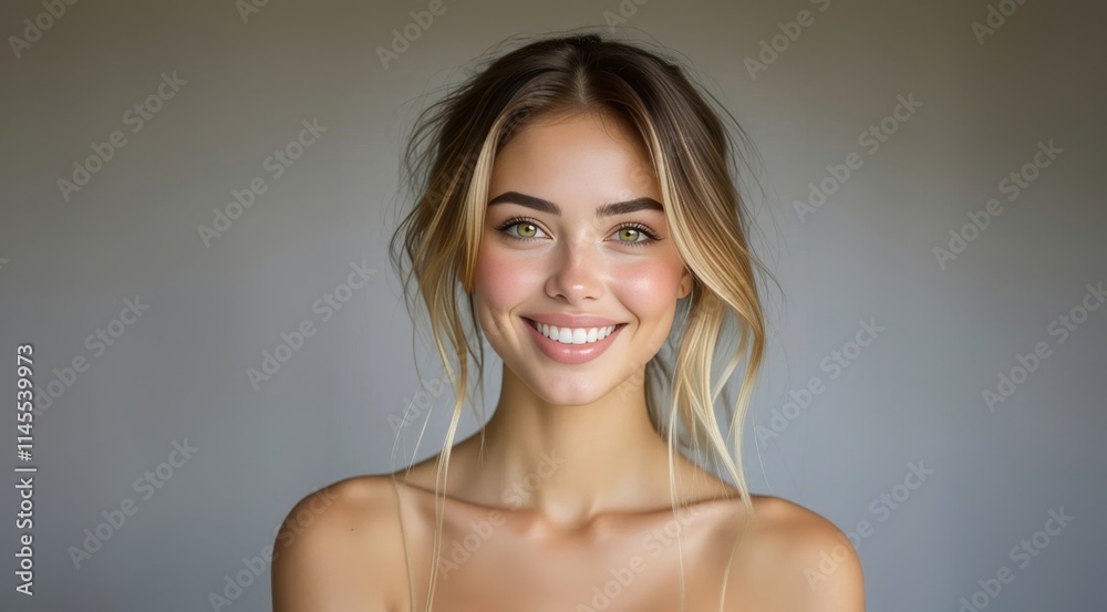 Beauty female face. Man woman smiling. Young beauty girl laughing. Portrait Of Young Smiling Model. Closeup face of smiling model. Portrait of young woman with blonde hair. Makeup, Cosmetics, Beauty.