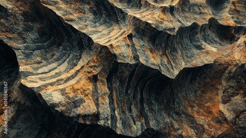Wallpaper Mural Dramatic Rock Canyon with Intricate Textures and Shadows Torontodigital.ca