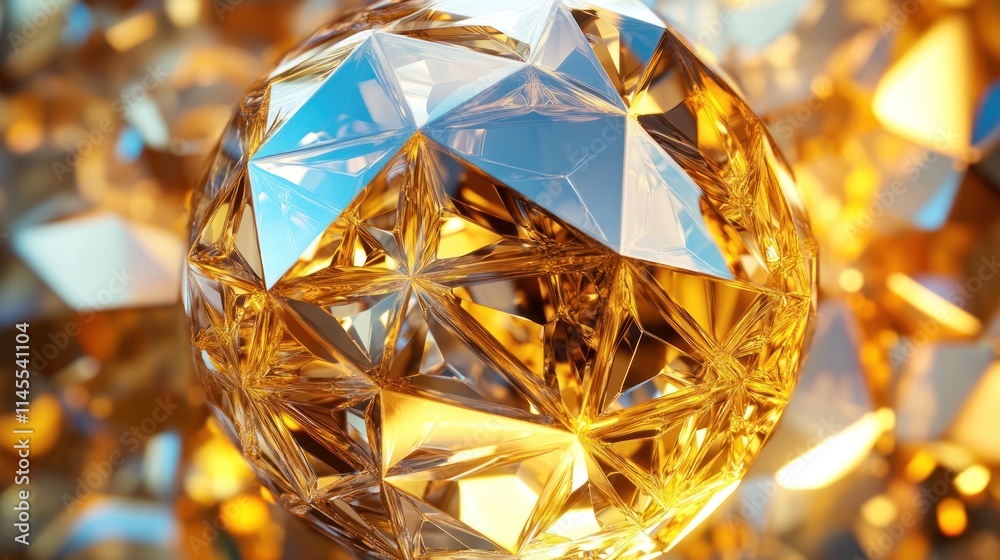 Golden Geode: A Symphony of Light and Facets Golden Geode: A Symphony of Light and Facets