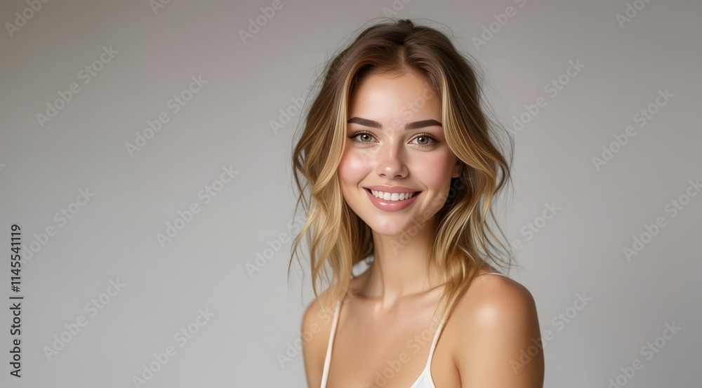 Man woman smiling. Young beauty girl laughing. Portrait Of Young Smiling Model. Closeup face of smiling model isolated on gray. Portrait of smiling woman with blonde hair. Man woman smiling. Young beauty girl laughing. Portrait Of Young Smiling Model. Closeup face of smiling model isolated on gray. Portrait of smiling woman with blonde hair.