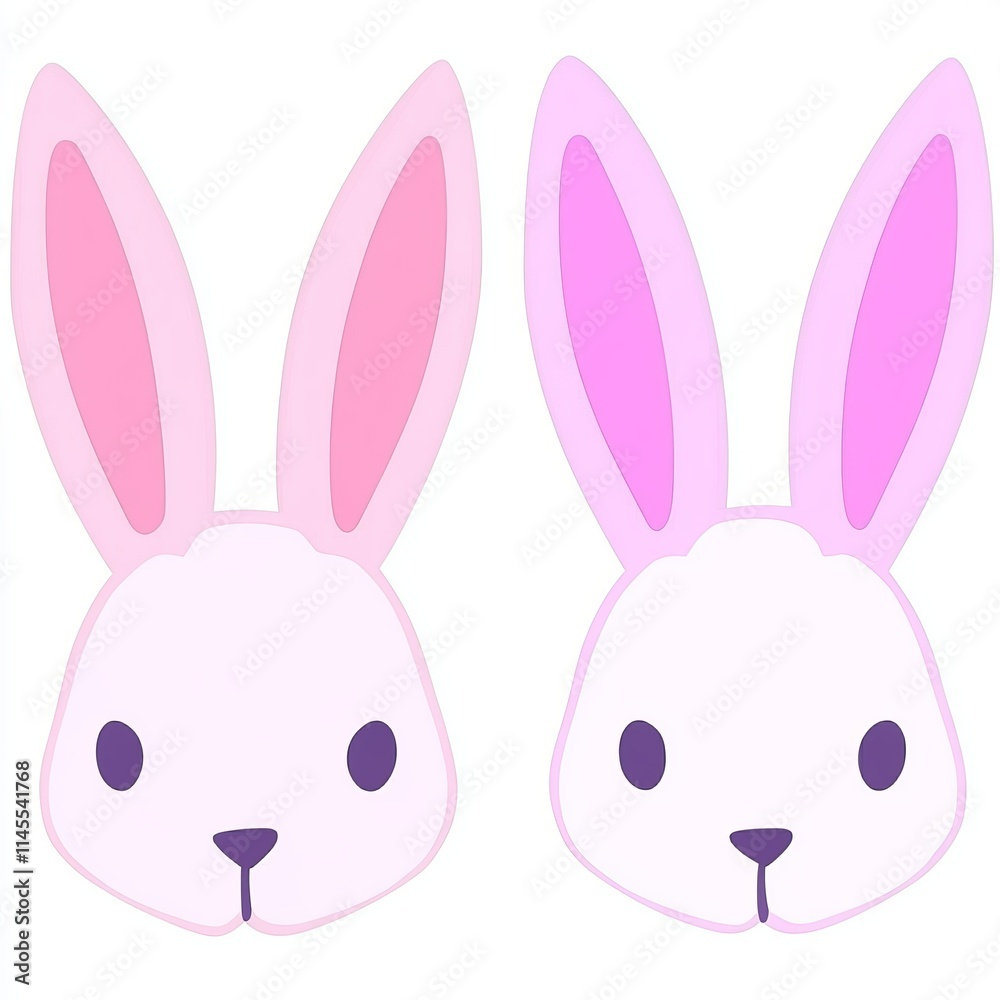 Fototapeta premium Two Adorable Pink Bunny Rabbits Illustration