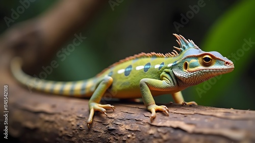 chameleons or wild calotes. Invasive animals that live and thrive in Indonesia. a genus of lizards in the draconine clade of the family Agamidae. photo