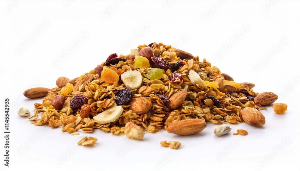 Delicious and healthy granola with nuts and dried fruits. Delicious and healthy granola with nuts and dried fruits.