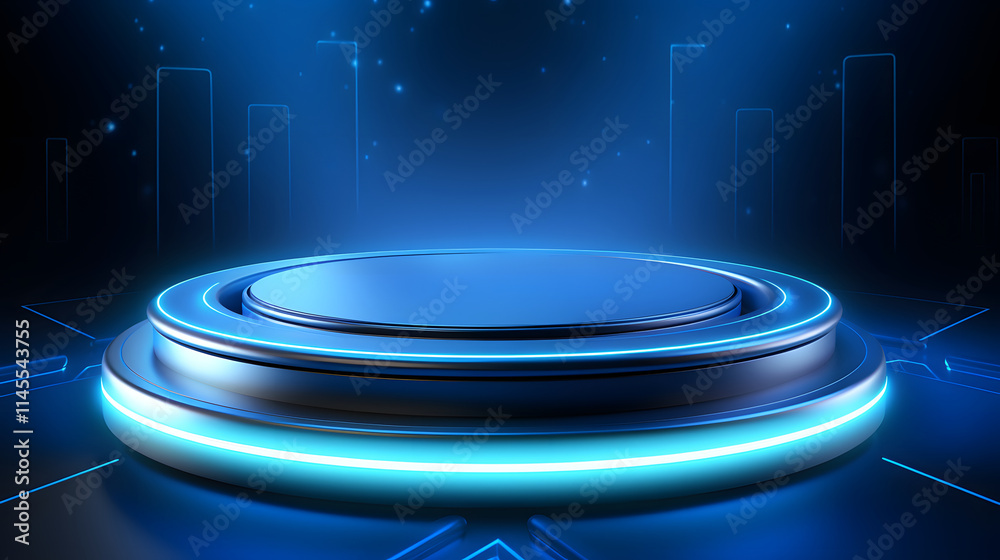 custom made wallpaper toronto digitaldigital blue light circular podium e-commerce graphics poster background