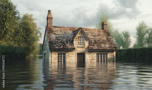 Flooded Stone Cottage