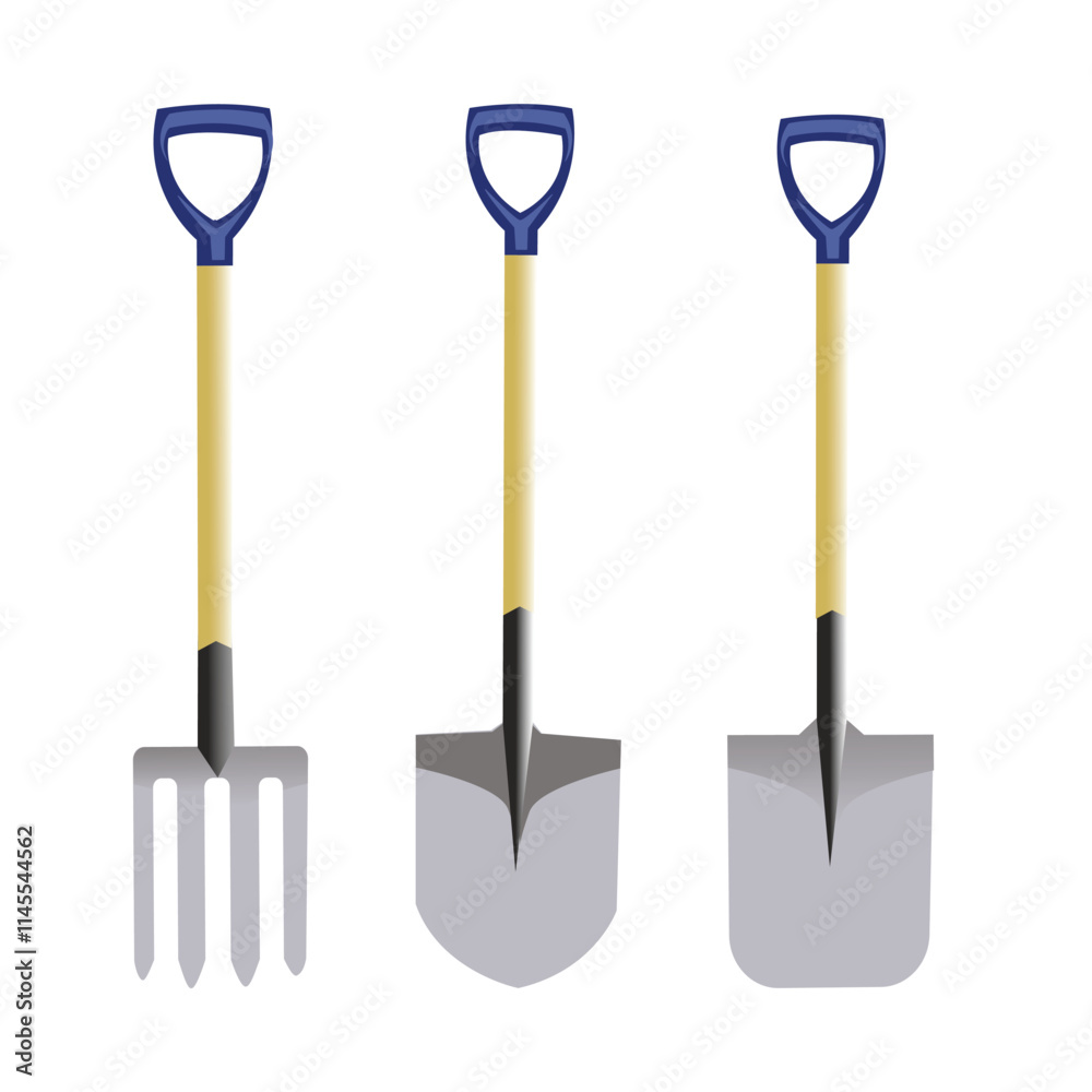 three shovel vector illustration in flat style,icon,building equipment. three shovel vector illustration in flat style,icon,building equipment.