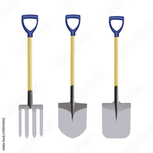 three shovel vector illustration in flat style,icon,building equipment. photo