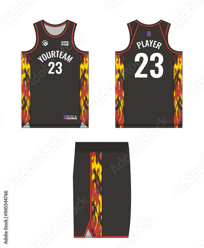 Basketball jersey mockup. Basketball jersey design. Basketball team uniform.