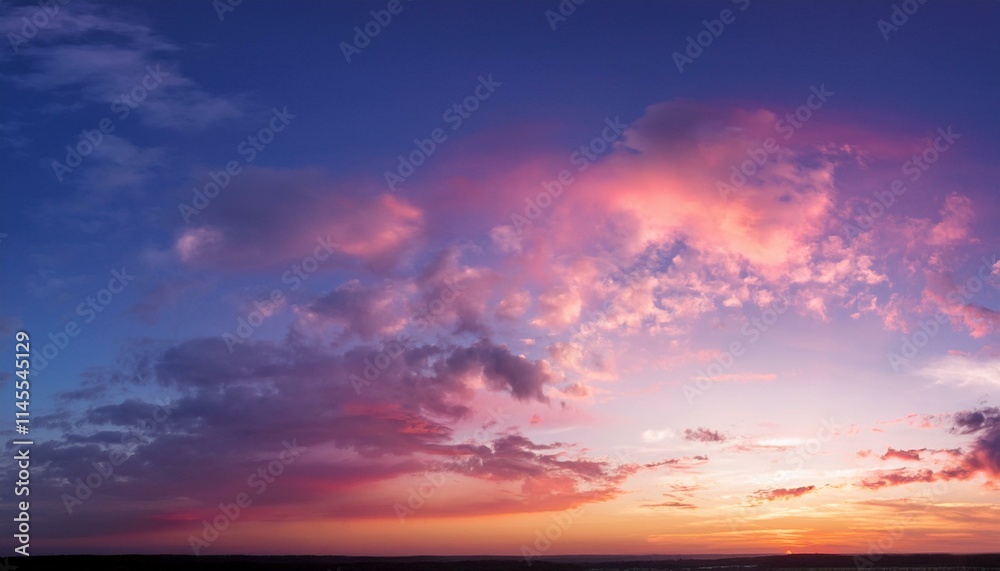Sky With Clouds. Panoramic Sky, View Of A Pink And Purple Sky At Sunset. Sky Panorama Background Benner, Baliho, Header And web Banner. Sky With Clouds. Panoramic Sky, View Of A Pink And Purple Sky At Sunset. Sky Panorama Background Benner, Baliho, Header And web Banner.