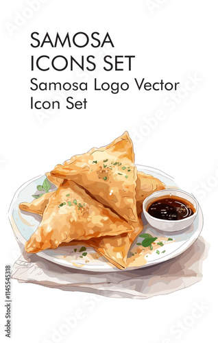 Samosa logo vector icon set 
