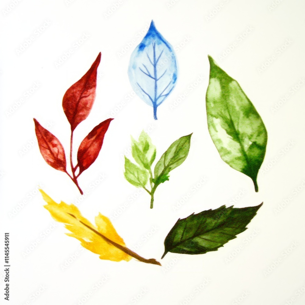Obraz premium Watercolor Painting of Assorted Autumn Leaves