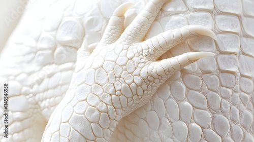 Albino Alligator Foot Resting On Scaled Hide