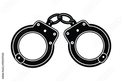 3d handcuff silhouette icon vector art illustration
