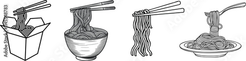 Collation of noodles, vector illustration. photo