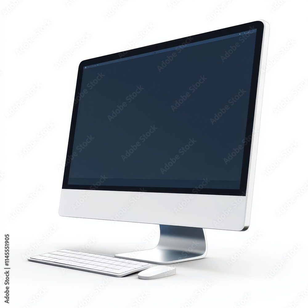 3D Desktop Computer Isolated and White Background 3D Desktop Computer Isolated and White Background