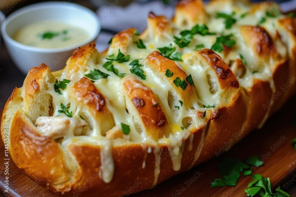 Baked Bread Loaf Stuffed With Chicken And Cheese Baked Bread Loaf Stuffed With Chicken And Cheese