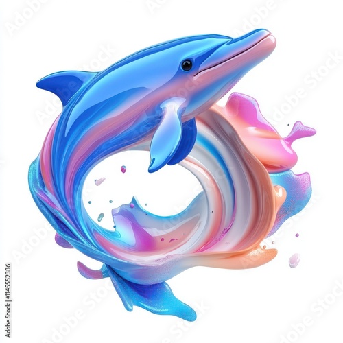 3D Dolphin Isolated and White Background photo