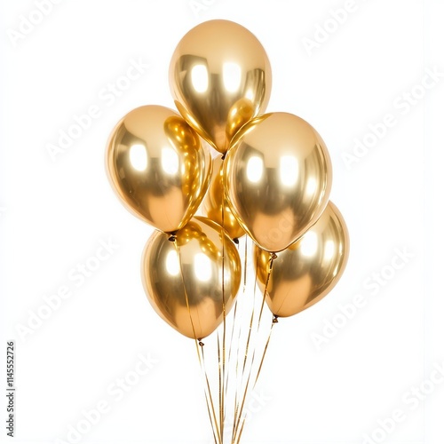 gold balloons on white background. gold ballons. Ballons