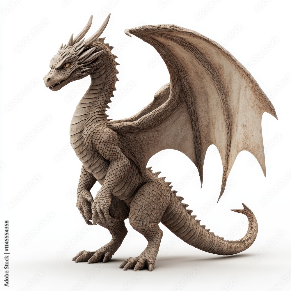 Obraz premium 3D Dragon Isolated and White Background
