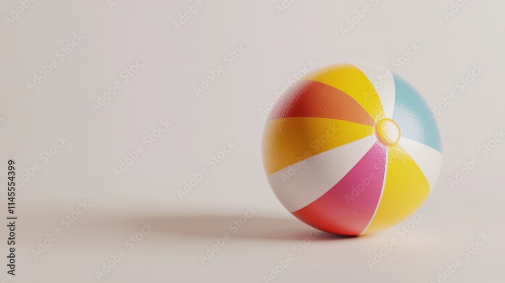 Fun and Vibrant Classic Beach Ball on White Background Fun and Vibrant Classic Beach Ball on White Background