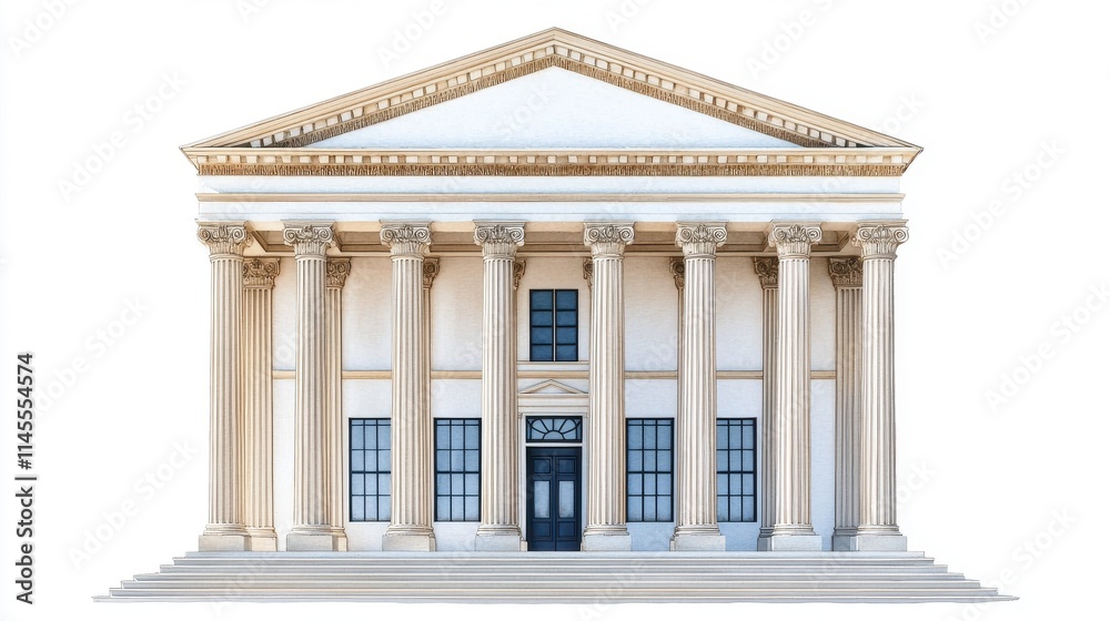 Fototapeta premium Classical Greek Temple Columns Building Facade | Architectural rend...