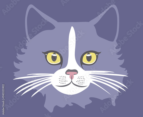 Cat face with beautiful eyes.  Vector illustration 