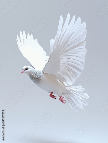 Dove in flight artistic studio digital art minimalist background close-up symbol of peace photo