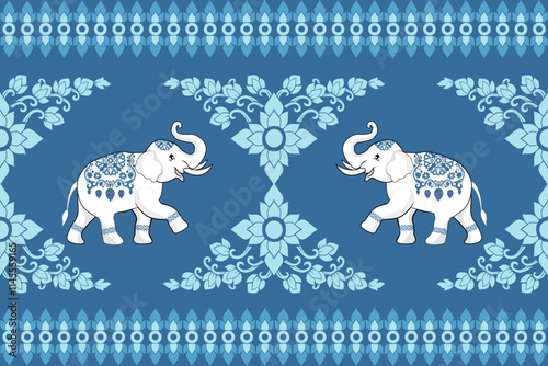 elephants pattern, mandala
Beautiful Thailand,thai pattern,seamless,Traditional,ethnic,fabric pattern for textiles,rugs, wallpaper,clothing, sarong,batik,wrap,embroidery,print,background,cover, illust