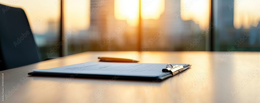 Capital cost idea. Workspace with a clipboard and pen, illuminated by warm sunset light through a window. Capital cost idea. Workspace with a clipboard and pen, illuminated by warm sunset light through a window.