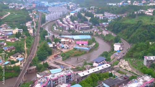 Aerial views of construction activity at the Third Line site in Liupanshui showcasing urban development photo